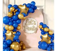 Kit d'arche de ballons bleu roi et doré, ballons bleu marine, blancs et dorés avec ballons en aluminium en forme d'étoile pour anniversaire, remise de diplôme, mariage, Nouvel An, décorations de fête