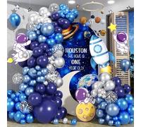 Kit d'arche de ballons bleus et argentés, bleu marine, bleu foncé, bleu clair, bleu layette, argent, guirlande de ballons en latex avec étoiles et ballons transparents pour remise de diplôme, fête