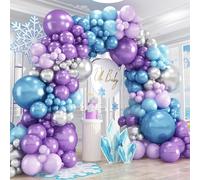 Kit d'arche de ballons bleus et violets de 412 pièces, 45,7 cm, 30,5 cm, 25,4 cm, 25,4 cm, 12,7 cm, différentes tailles, ballons métallisés nacrés pour princesse, hiver, pays des merveilles