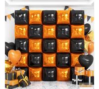 Kit d'arche de ballons carrés noirs et oranges double face pour Halloween, anniversaire, tour ou friandise, fantôme, fête, bar, remise de diplôme
