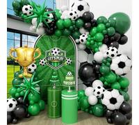 Kit d'arche de ballons de football 132 pièces avec ballons vert foncé, noir et blanc pour le sport, la fête prénatale, les décorations de fête d'anniversaire