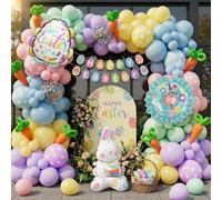 Kit d'arche de ballons de Pâques avec ballons pastel Happy Easter et lapin, carotte, œufs de résurrection, couronnes de Pâques, ballons en aluminium pour fête prénatale, anniversaire de printemps