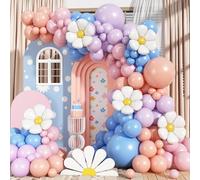 Kit d'arche de ballons en forme de marguerite, 168 pièces, guirlande de ballons bleu pêche pour fête prénatale, fête prénatale, anniversaire de fille, fête sur le thème des chiots, fête sur le thème