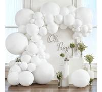 Kit d'arche de ballons en latex blanc mat de 91,4 cm, 45,7 cm, 30,5 cm, 25,4 cm, 12,7 cm, différentes tailles pour fête d'anniversaire, fête prénuptiale, décoration de mariage