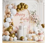 Kit d'arche de ballons en latex pour mariage, anniversaire, fête prénuptiale, fête prénuptiale, fête prénuptiale, fête prénuptiale, 130 pièces, beige et blanc