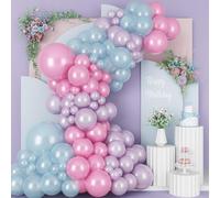 Kit d'arche de ballons en latex rose violet bleu nacré rose violet clair bleu guirlande de ballons en latex, différentes tailles pour mariage, fête prénatale, révélation du sexe, bar mitzvah sirène