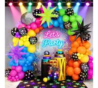 Kit d'arche de ballons fluorescents de 143 pièces avec ballons phosphorescents, kit d'arche de ballons néon pour décorations de fête d'anniversaire disco des années 80 et 90, Let's Glow Party