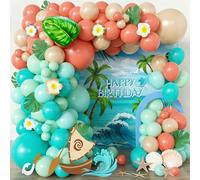 Kit d'arche de ballons hawaïens bleus et oranges pour décorations d'anniversaire, fournitures de fête sur le thème tropical hawaïen Luau Tiki