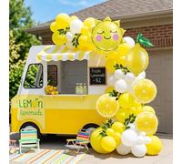 Kit d'arche de ballons jaune citron avec ballons en mylar soleil citron pour l'été, anniversaire, fête prénuptiale, fête prénatale, limonade, décorations de fête, fournitures de support de limonade