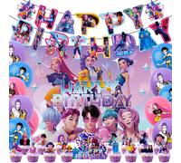 Kit d'arche de ballons Kpop Disco Music, ballons en latex rose, violet et argent pour les soirées disco, les bals de promo, les rassemblements de fans, les décorations de fête d'anniversaire Cake topp