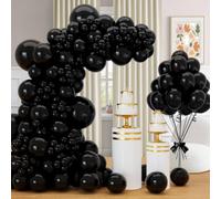 Kit d'arche de ballons noirs de différentes tailles - 45,7 cm, 30,5 cm, 25,4 cm, 12,7 cm, 12,7 cm, guirlande de ballons noirs pour anniversaire, remise de diplôme, casino, jeu, anniversaire de mariage