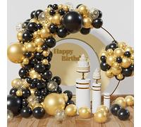 Kit d'arche de ballons noirs et dorés en latex pour garçons, hommes, femmes, décorations de fête d'anniversaire, Nouvel An, anniversaire de mariage, remise de diplôme, anniversaire de mariage