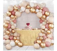 Kit d'arche de ballons or rose, 102 pièces, arche balloon garland beige rétro rose avec ballons confettis dorés pour décoration de fête d'anniversaire, mariage, fête prénatale, fête prénuptiale