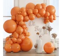 Kit d'arche de ballons orange, 133 ballons d'automne de différentes tailles 91,4 cm, 45,7 cm, 30,5 cm, 25,4 cm, 12,7 cm avec guirlande de ballons orange brûlé pastel pour anniversaire, Thanksgiving