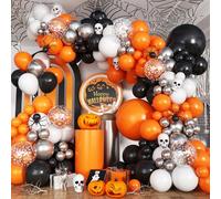 Kit d'arche de ballons orange et noir, 113 pièces, guirlande de ballons en latex avec étoiles à pointes pour anniversaire, remise de diplôme, Halloween, célébration, tour ou friandises, décoration de