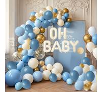 Kit d'arche de ballons pour fête prénatale, décorations de fête prénatale pour garçon, décoration bleue avec ballon Oh Baby pour garçons, révélation du sexe de la mariée, décoration de fête