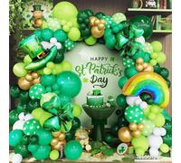 Kit d'arche de ballons pour la Saint-Patrick, ballons verts, dorés, blancs, trèfles porte-bonheur, chapeau arc-en-ciel, ballons en aluminium pour décoration de fête d'anniversaire irlandais, festival