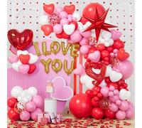 Kit d'arche de ballons pour la Saint-Valentin avec ballons en forme de cœur rose, rouge et blanc, 200 ballons « I love you » pour femmes et filles, fête des mères, mariage, fiançailles, anniversaire