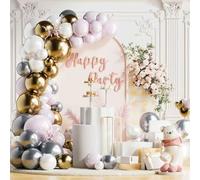 Kit d'arche de ballons rétro en latex neutre pour anniversaire, mariage, fête prénatale, fête prénuptiale - 30,5 cm, 45,7 cm, 30,5 cm, 25,4 cm, 25,4 cm, 12,7 cm - Rose poudré - Abricot