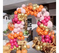 Kit d'arche de ballons rose et orange, 154 pièces, 45,7 cm, 30,5 cm, 25,4 cm, 25,4 cm, 12,7 cm, rose pastel, orange, confettis dorés métallisés en latex pour anniversaire, mariage, fête prénatale