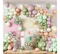 Kit d'arche de ballons rose et vert sauge de 163 pièces, décorations de fête prénatale pour fille - Décorations de fête prénatale bohème pour mariage, fête prénatale, anniversaire, révélation du sexe