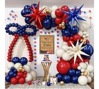 Kit d'arche de ballons rouges, blancs, bleus pour le 4 juillet, bleu marine, bleu roi, rouge, sable, blanc, or, ballons en aluminium pour 250e anniversaire des États-Unis, commémoration, remise de