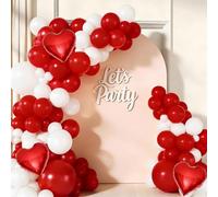 Kit d'arche de ballons rouges et blancs, 156 ballons en latex avec cœurs en aluminium pour Saint-Valentin, mariage, fiançailles, Noël, décoration de fête d'anniversaire