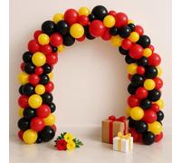 Kit d'arche de ballons rouges noirs et jaunes - Motif monstre - Pour garçons et filles - Décoration de fête d'anniversaire