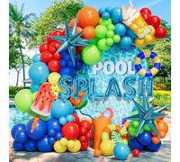 Kit d'arche de ballons tropicaux avec étoile explosion et ballons en aluminium « Splash » pour décoration de fête d'anniversaire tropicale hawaïenne