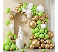 Kit d'arche de ballons vert citron et doré, 103 pièces, 45,7/30,5/25,4/25,4 cm, vert clair, doré, blanc, jungle, safari, anniversaire, fête prénatale, Pâques, décorations de fête