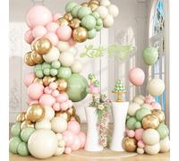 Kit d'arche de ballons vert sauge, rose doré, vert olive, rose pâle, sable, blanc et doré, guirlande de ballons pour anniversaire, fête prénatale, mariage, enterrement de vie de jeune fille