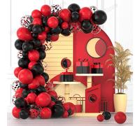 Kit d'arche de guirxiété de ballons avec confettis, rouge, noir, mariage, Noël, fête préChristophe, anniversaire, décoration de la journée de Leon No 3