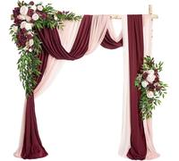 Kit d'arche florale avec rideaux drapés (lot de 5) 2 arrangements floraux artificiels et 3 rideaux en tissu parfait pour les cérémonies de mariage et les toiles de fond de réception