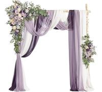 Kit d'arche florale vintage (lot de 5) 2 arrangements de roses artificielles avec 3 pièces en tissu drapé pour décoration de cérémonie et de réception