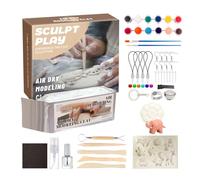 Kit d'Argile à Modeler Séchant à l'Air,12 Couleurs Peinture Souple Modelage Sans Cuisson - Fournitures Céramique Poterie pour Noël Halloween Anniversaire Classe Famille