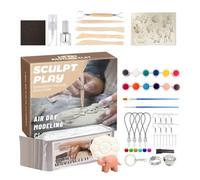 Kit d'Argile à Modeler Séchant à l'Air - Sécuritaire Douce 12 Couleurs Argile Air Sec Peinture - Accessoires Sculpture Peinture Maison École Intérieur Extérieur