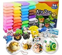 Kit d'argile séchée à l'air libre, 36 couleurs de pâte à modeler avec 5 outils, 6 boules à remplir, chaînes à billes, 6 sacs hermétiques et tutoriels, argile à modeler, cadeau de bricolage pour