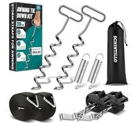 Kit D'arrimage pour Auvent, Sangles Anti-tempête pour Thule Omnistor | avec Ancrages au sol Spiralés de 39 cm, Résistant à 110 km/h, 850 Lbs Exzellenter Griff, Installation Sans Outil