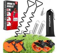Kit D'arrimage pour Auvents Sangles Anti-tempête pour Auvent | Protection Anti-tempête pour Auvents avec Ancrages au sol Spiralés de 39 cm, Résistant à 110 km/h, 850 Lbs Exzellenter Griff