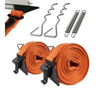 Kit d'arrimage universel pour auvent de camping-car et caravane avec sangles réglables en polyester + ancrages au sol + ressorts de tension + sac de rangement (orange)