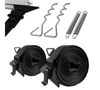 Kit d'arrimage universel pour auvent de camping-car et caravane avec sangles réglables en polyester + ancrages au sol + ressorts de tension + sac de rangement (noir)
