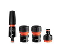Kit d'Arrosage 4 en 1 - Buse avec Réglage Jet Direct ou Conique, Raccord Aquastop 1/2, Raccord 1/2 et Adaptateur 1/2 vers 3/4 - Plastique ABS à Double Réglage - par Dnipro-M