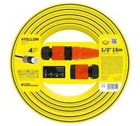 Cellfast Kit d'arrosage 4JAUNE – 15 m tuyau, filetage femelle G3, arroseur, connexion rapide