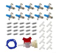 Kit d'arrosage automatique pour lapin, système d'alimentation en eau pour petits animaux avec 10 abreuvoirs, tuyau de 5 mètres et connecteur de seau pour installation de clapier