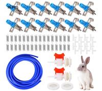 Kit d'arrosage automatique pour lapins, avec raccords en T, ressorts et joints, raccords cannelés vers connecteurs filetés G1/2, buveurs de tétons, tuyau de 0,6 cm, un système d'arrosage automatique