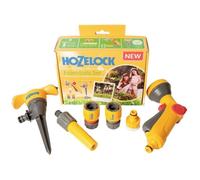 HOZELOCK - Kit d'Arrosage Essentiel : Comprend le Nécessaire de Connections pour un Jardin Classique, Raccords de Connections, 1 lance, 1 Pistolet et 1 Arroseur sur Pic 79M² [ 2354 0000]
