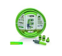 Kit d'arrosage jardin PVC renforcé 20 m diam 15mm lance multi jet +2 raccords + nez de robinet VITO