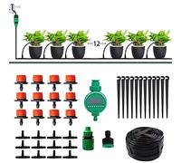 Kit d'arrosage Micro-Goutte avec Minuterie, Kits d'arrosage par Brumisation avec Tuyau de Distribution Vide de 1/4", Arroseur Goutteur à Buse, Kit d'arrosage Automatique pour Plantes de Terrasse
