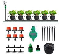 Kit d'arrosage Micro-Goutte avec Minuterie, Kits d'arrosage par Brumisation avec Tuyau de Distribution Vide de 1/4", Arroseur Goutteur à Buse, Kit d'arrosage Automatique pour Plantes de Patio