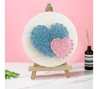 Kit d'art 3D à faire soi-même avec planche en bois, ensemble d'artisanat pour débutants, décoration d'intérieur faite à la main, idée d'anniversaire créative (amour bleu, rose)